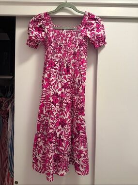 Girl’s Lilly Pulitzer Pink and White Floral Smocked Casual Dress